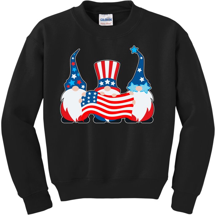 Cool Patriotic USA American Gnomes Kids Sweatshirt