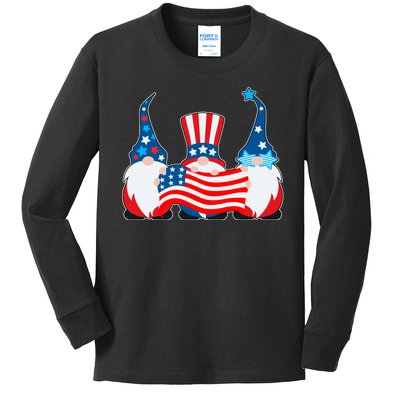 Cool Patriotic USA American Gnomes Kids Long Sleeve Shirt