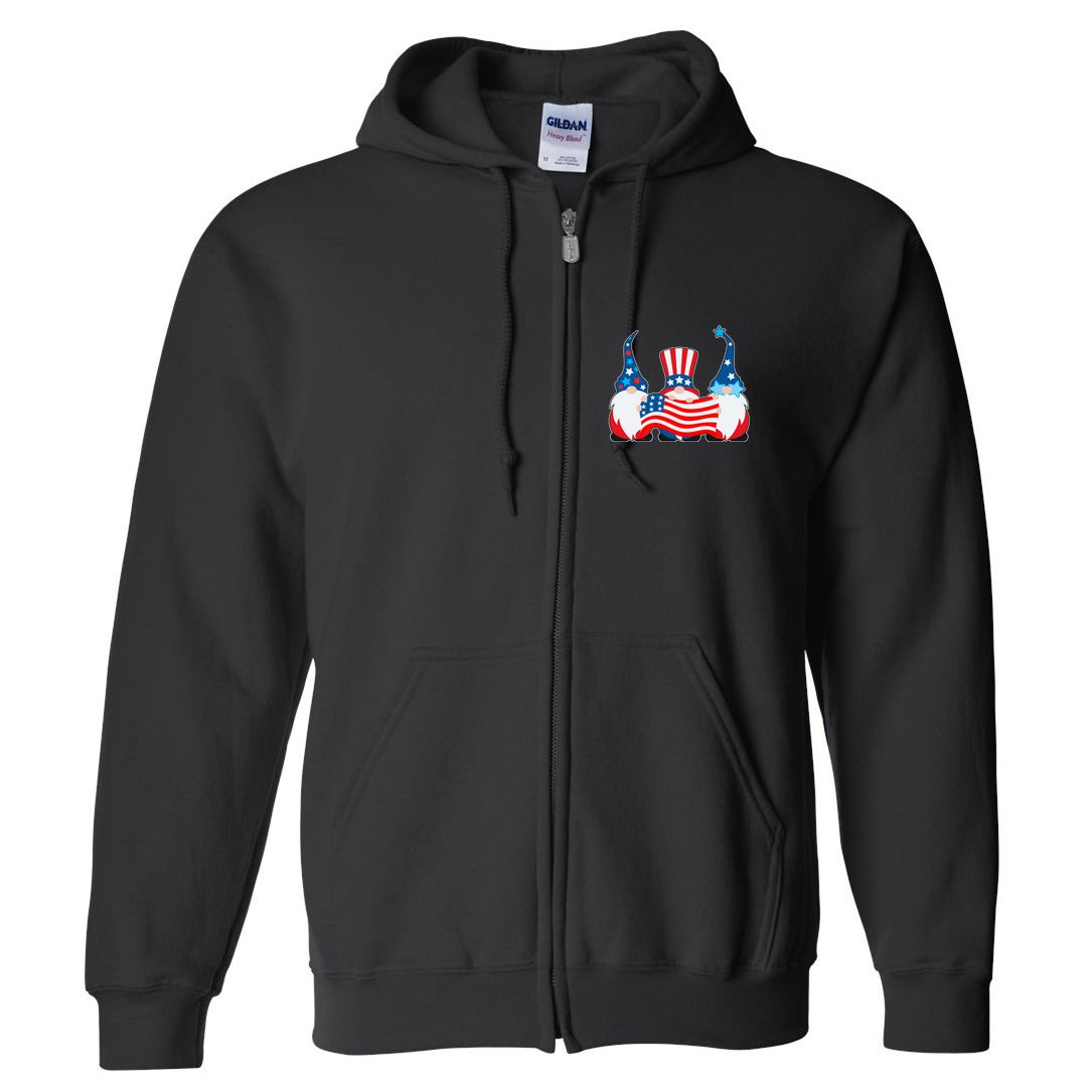 Cool Patriotic USA American Gnomes Full Zip Hoodie