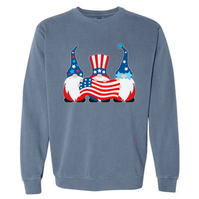 Cool Patriotic USA American Gnomes Garment-Dyed Sweatshirt