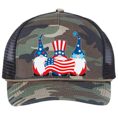 Cool Patriotic USA American Gnomes Retro Rope Trucker Hat Cap