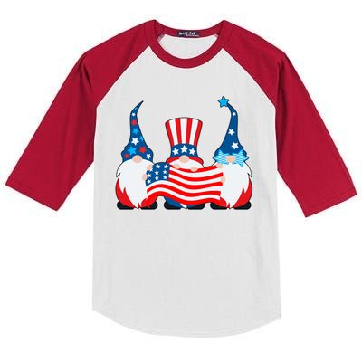 Cool Patriotic USA American Gnomes Kids Colorblock Raglan Jersey