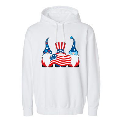 Cool Patriotic USA American Gnomes Garment-Dyed Fleece Hoodie