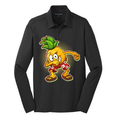 Cool Pineapple Dab Silk Touch Performance Long Sleeve Polo