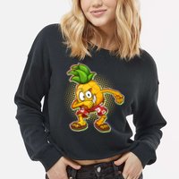 Cool Pineapple Dab Cropped Pullover Crew