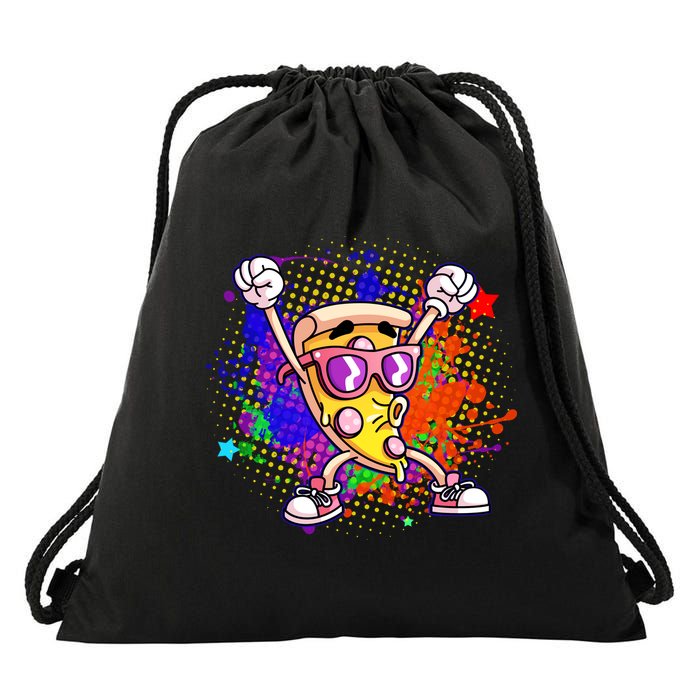 Cool Pizza Splatter Drawstring Bag