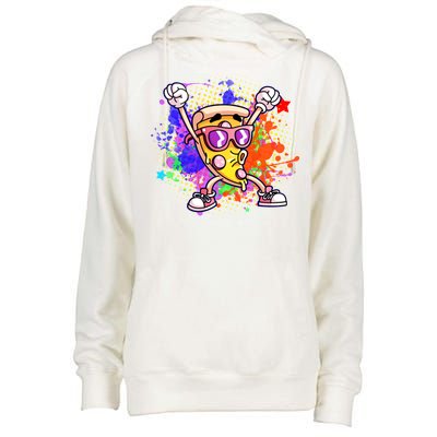 Cool Pizza Splatter Womens Funnel Neck Pullover Hood