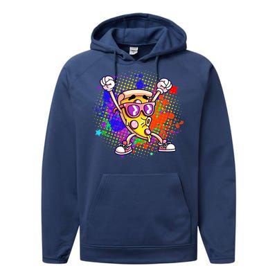 Cool Pizza Splatter Performance Fleece Hoodie