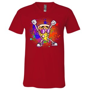 Cool Pizza Splatter V-Neck T-Shirt