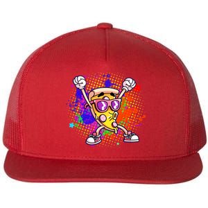 Cool Pizza Splatter Flat Bill Trucker Hat