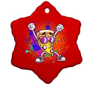 Cool Pizza Splatter Ceramic Star Ornament