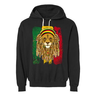 Cool Rasta Lion Garment-Dyed Fleece Hoodie