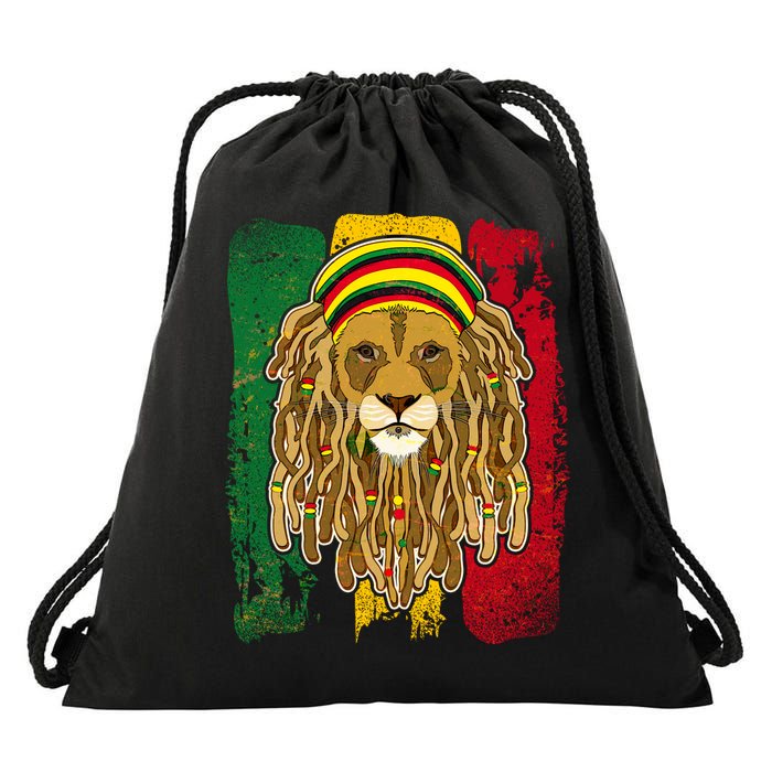 Cool Rasta Lion Drawstring Bag