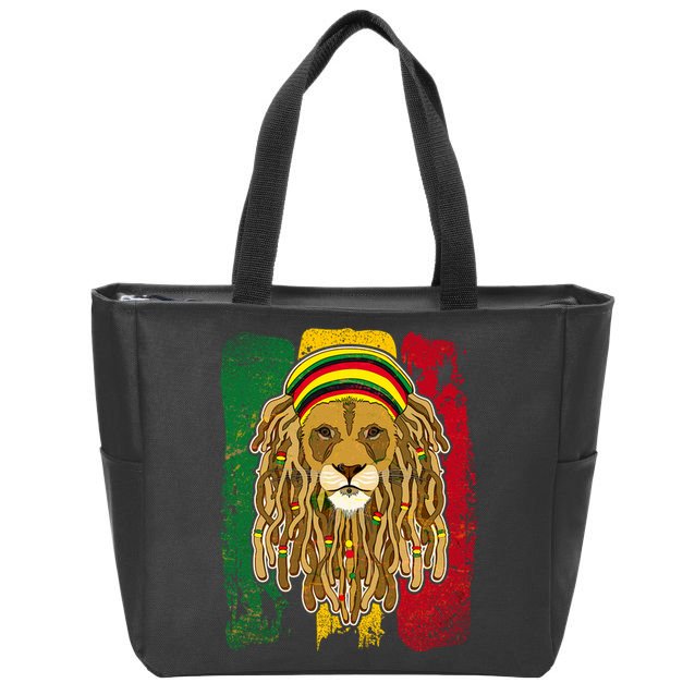 Cool Rasta Lion Zip Tote Bag