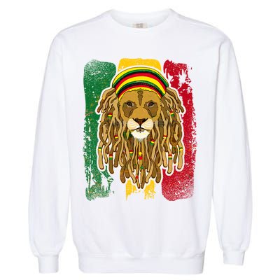 Cool Rasta Lion Garment-Dyed Sweatshirt