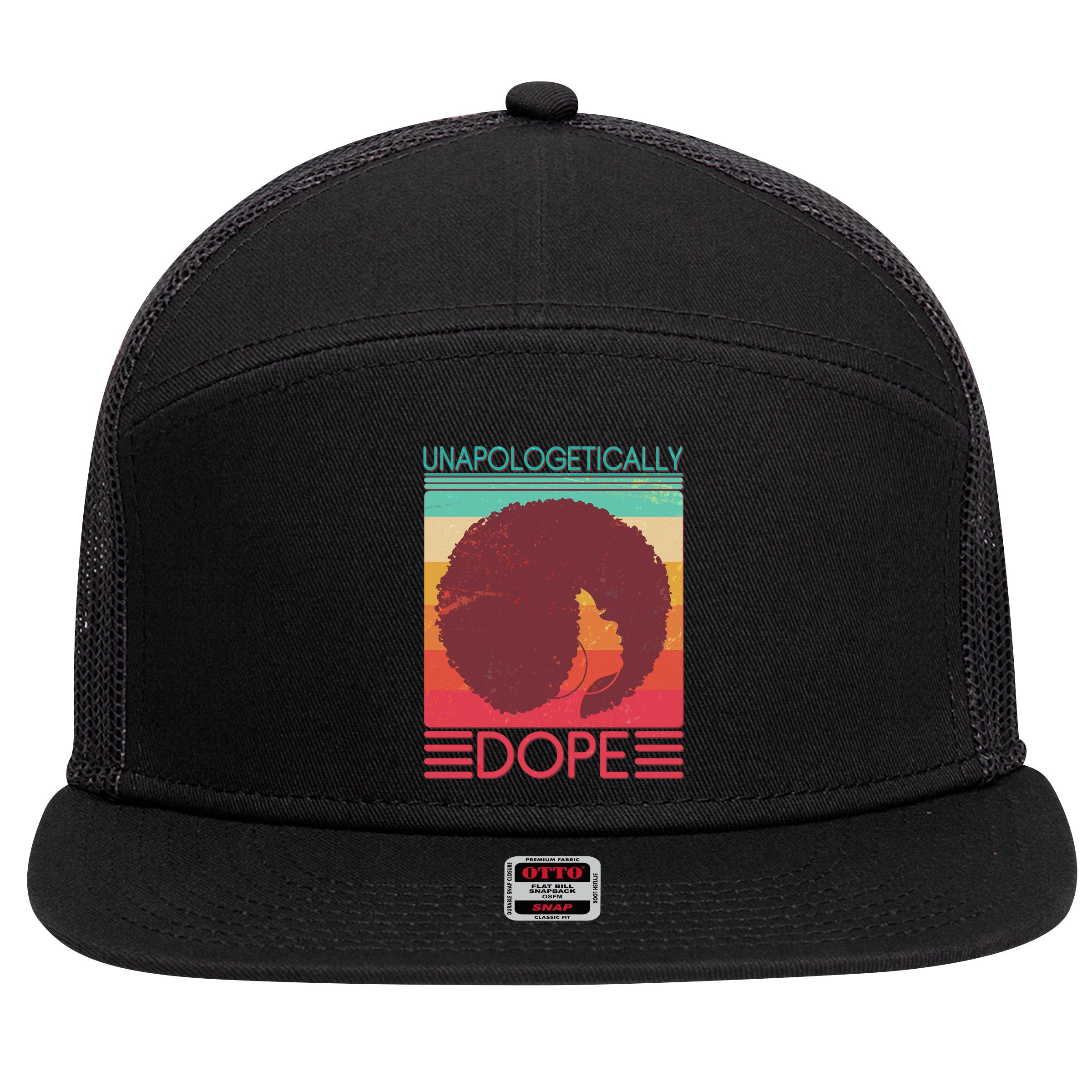 Cool Retro Afro Unapologetically Dope 7 Panel Mesh Trucker Snapback Hat