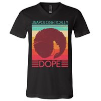 Cool Retro Afro Unapologetically Dope V-Neck T-Shirt