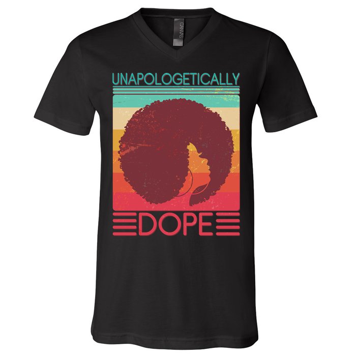 Cool Retro Afro Unapologetically Dope V-Neck T-Shirt