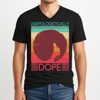 Cool Retro Afro Unapologetically Dope V-Neck T-Shirt