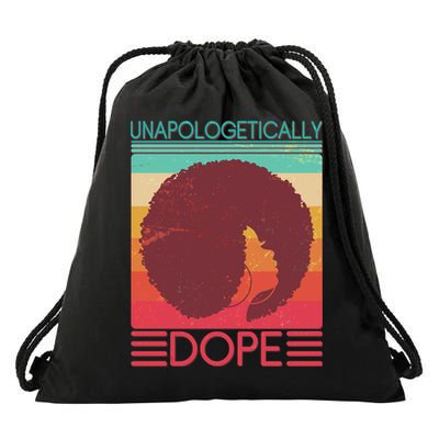 Cool Retro Afro Unapologetically Dope Drawstring Bag