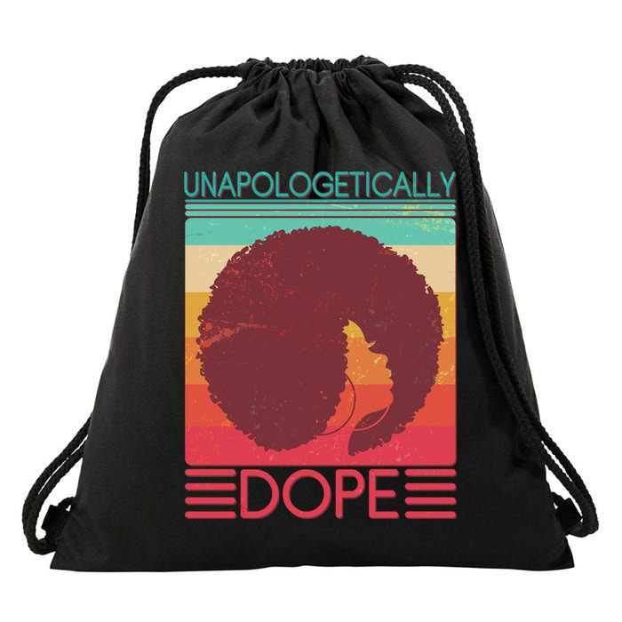Cool Retro Afro Unapologetically Dope Drawstring Bag