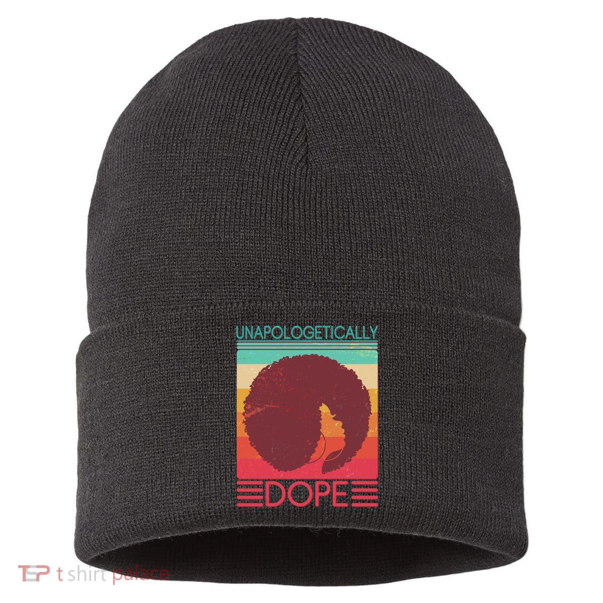 Cool Retro Afro Unapologetically Dope Sustainable Knit Beanie