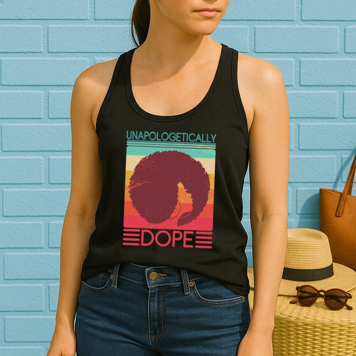 Cool Retro Afro Unapologetically Dope Womens Tank Top