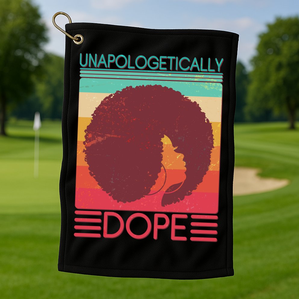 Cool Retro Afro Unapologetically Dope Golf Towel