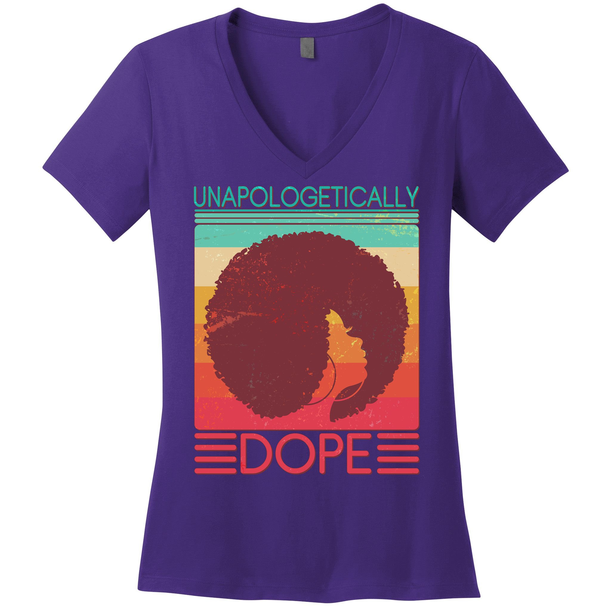 Cool Retro Afro Unapologetically Dope Women's V-Neck T-Shirt