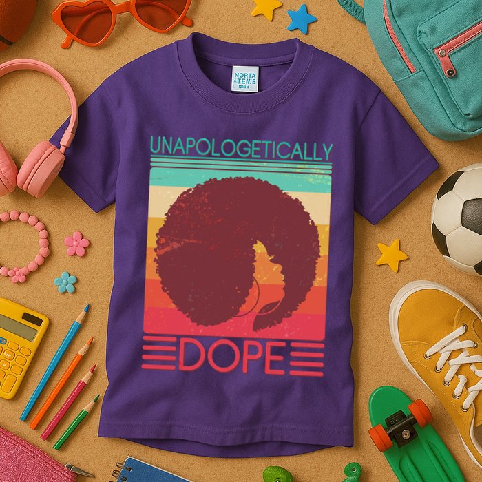 Cool Retro Afro Unapologetically Dope Kids T-Shirt