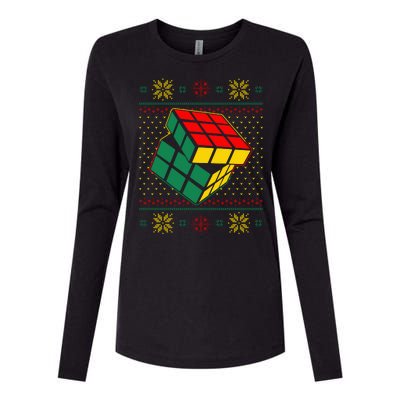 Cool Retro Classic Cube Ugly Christmas Sweater Womens Cotton Relaxed Long Sleeve T-Shirt