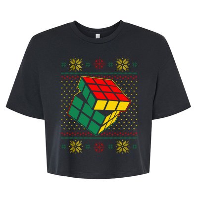 Cool Retro Classic Cube Ugly Christmas Sweater Bella+Canvas Jersey Crop Tee