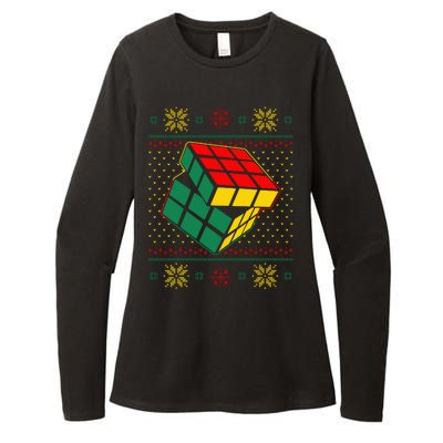 Cool Retro Classic Cube Ugly Christmas Sweater Womens CVC Long Sleeve Shirt