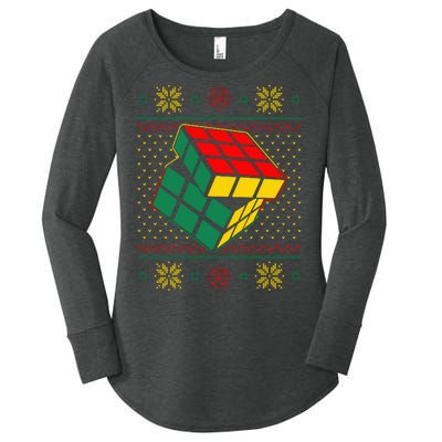 Cool Retro Classic Cube Ugly Christmas Sweater Women's Perfect Tri Tunic Long Sleeve Shirt