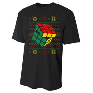 Cool Retro Classic Cube Ugly Christmas Sweater Performance Sprint T-Shirt