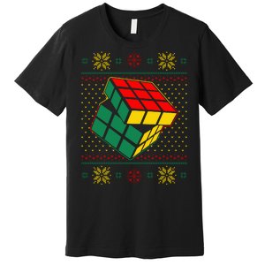 Cool Retro Classic Cube Ugly Christmas Sweater Premium T-Shirt