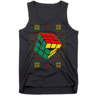 Cool Retro Classic Cube Ugly Christmas Sweater Tank Top