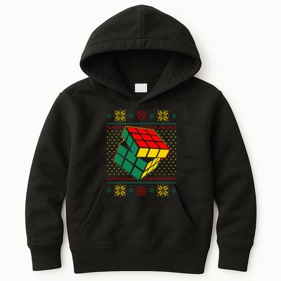 Cool Retro Classic Cube Ugly Christmas Sweater Kids Hoodie