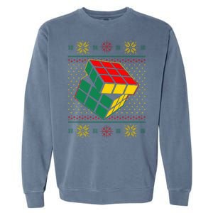 Cool Retro Classic Cube Ugly Christmas Sweater Garment-Dyed Sweatshirt