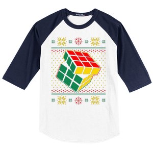 Cool Retro Classic Cube Ugly Christmas Sweater Baseball Sleeve Shirt