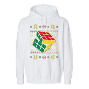 Cool Retro Classic Cube Ugly Christmas Sweater Garment-Dyed Fleece Hoodie