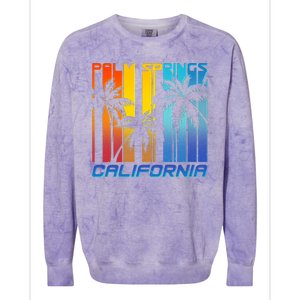 Cool Retro Palm Springs California  Colorblast Crewneck Sweatshirt