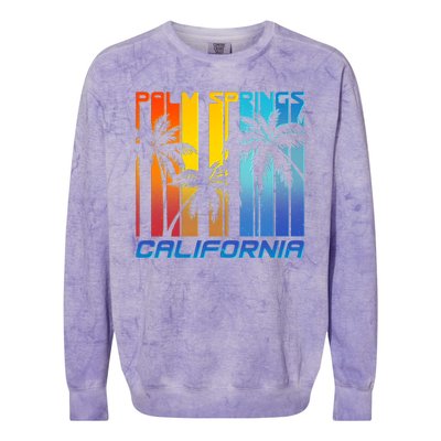 Cool Retro Palm Springs California  Colorblast Crewneck Sweatshirt