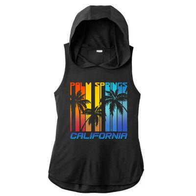 Cool Retro Palm Springs California  Ladies PosiCharge Tri-Blend Wicking Draft Hoodie Tank