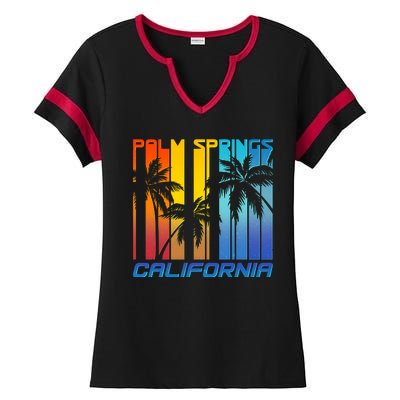 Cool Retro Palm Springs California  Ladies Halftime Notch Neck Tee