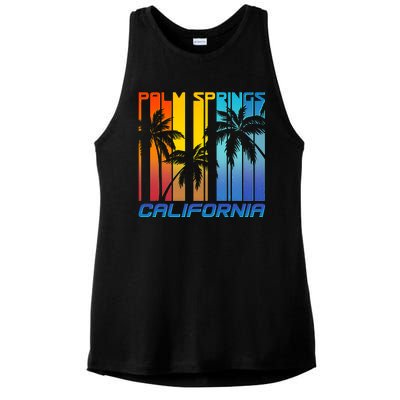 Cool Retro Palm Springs California  Ladies PosiCharge Tri-Blend Wicking Tank