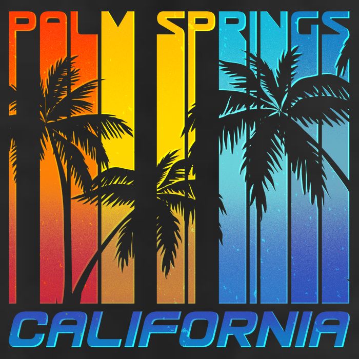 Cool Retro Palm Springs California  Garment-Dyed Heavyweight T-Shirt