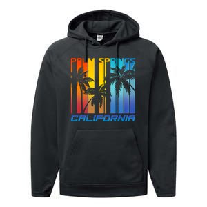 Cool Retro Palm Springs California  Performance Fleece Hoodie