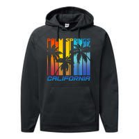 Cool Retro Palm Springs California  Performance Fleece Hoodie