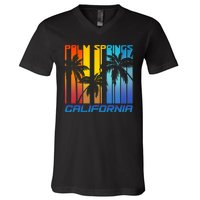 Cool Retro Palm Springs California  V-Neck T-Shirt